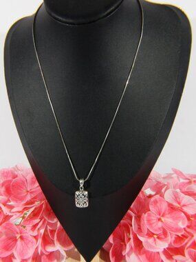 Vintage .925 Sterling Silver Pendant Filigree Necklace